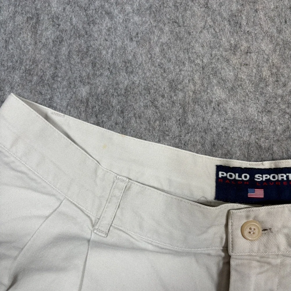 Polo Sport Ralph Lauren Shorts Women's Size 14 White Chino Pleated Front Vintage